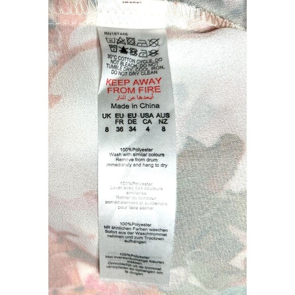 New PrettyLittleThing White Brown Floral V-Neck Maxi Dress Long Sleeve Slit Boho - Picture 2 of 6